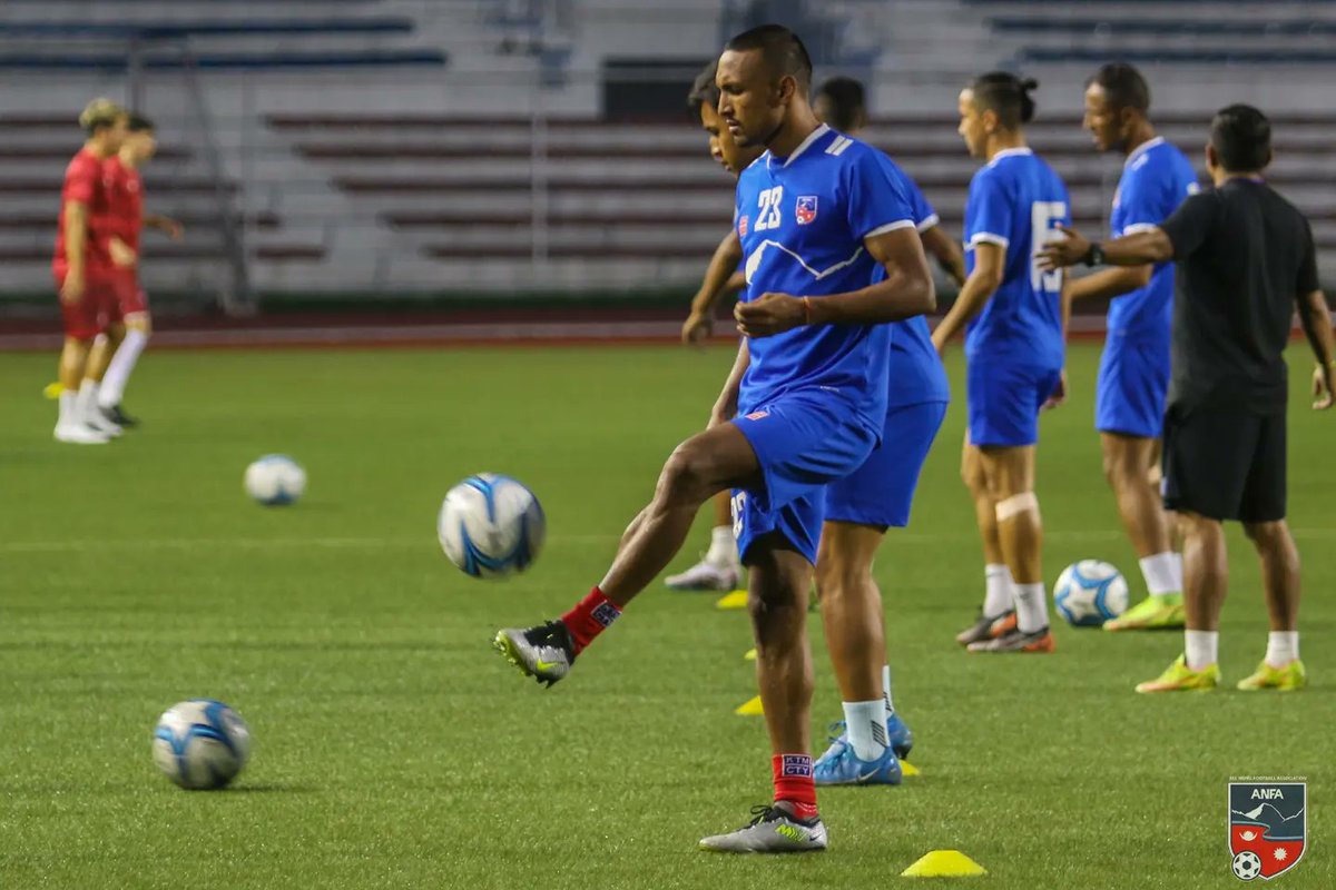 theanfaofficial's tweet photo. Laken Limbu and Bimal Panday to debut for the national team. Warm up complete and ready to go.
10 mins to KO.
#NEPvsPHI https://t.co/DIv6Zo9FLo