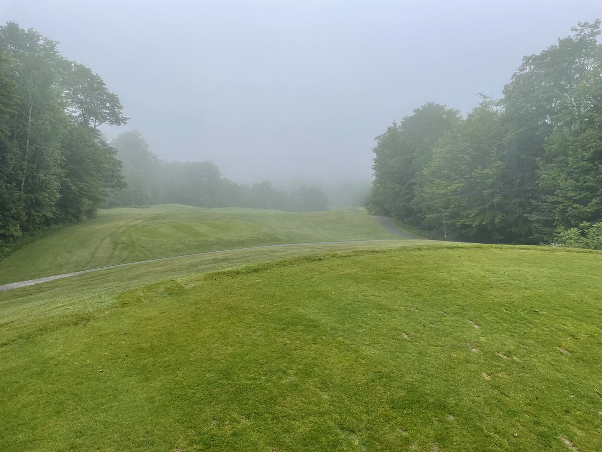 Pretty foggy out here today but will burn off soon
Not stopping the golfers 
Hit and pray lol