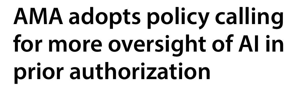 🎇New AMA policy calls for insurers to require a HUMAN examination of patient records prior to a care denial. Not just AI.

“The bottom line remains the same: we must reduce the number of things that are subject to #priorauthorization.”

👉tinyurl.com/bdmyx6na

#FixPriorAuth