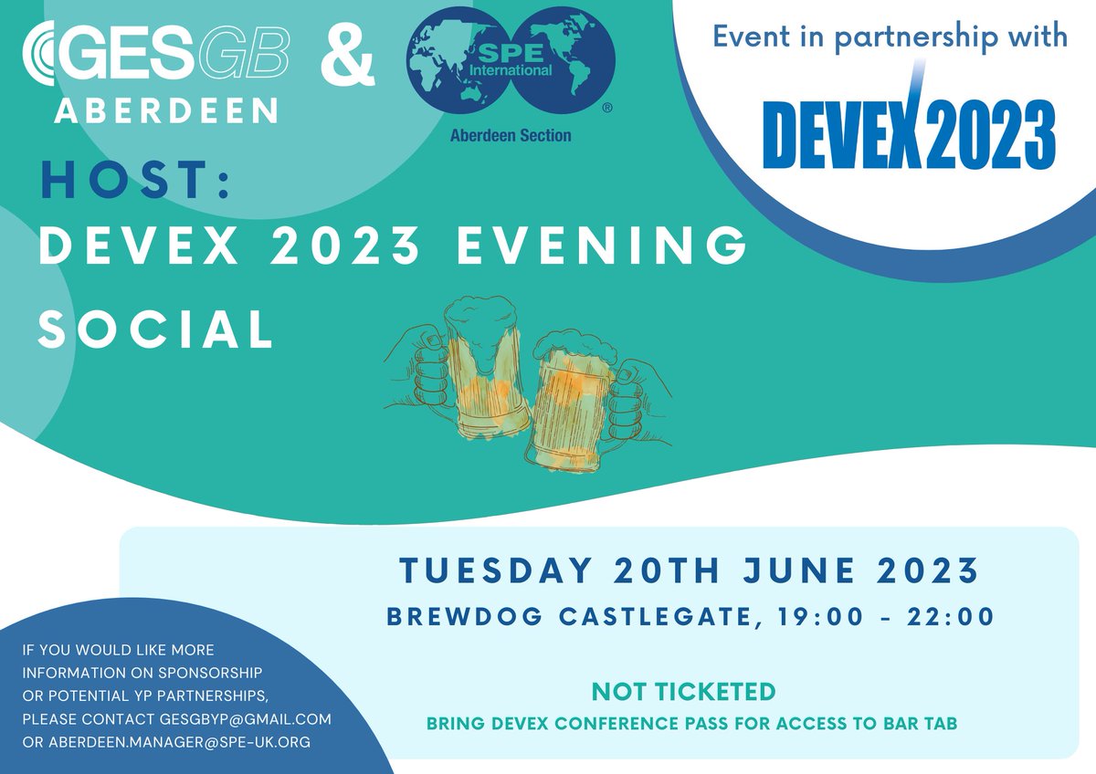 Come and join the YP's for a social after the DEVEX conference next week at Brewdog. No booking is required so come along and join us for some networking and a drink. There is a limited bar tab for conference delegates so bring your conference pass for a free drink!