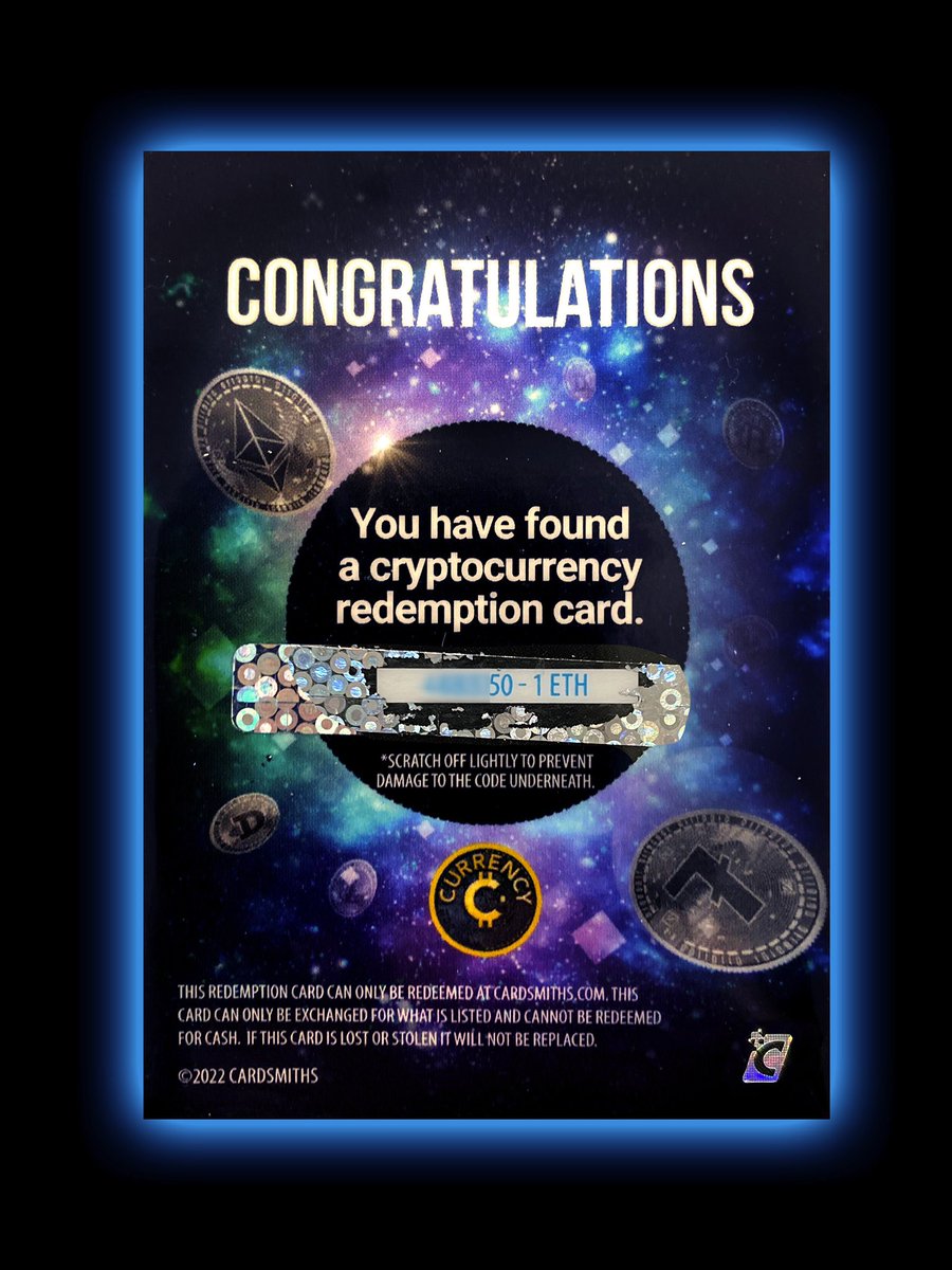 YESSSS! A new full Ethereum redemption card has been turned in! Congratulations! #ETH #Cardsmiths #currencycards #crypto #LCS GameStop