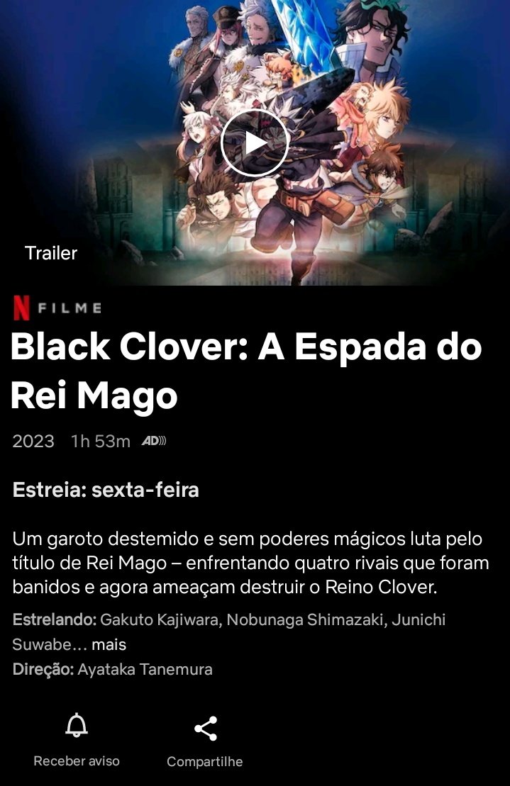 DVD Filme: Black Clover A Espada do Rei Mago (2023) Dublado e