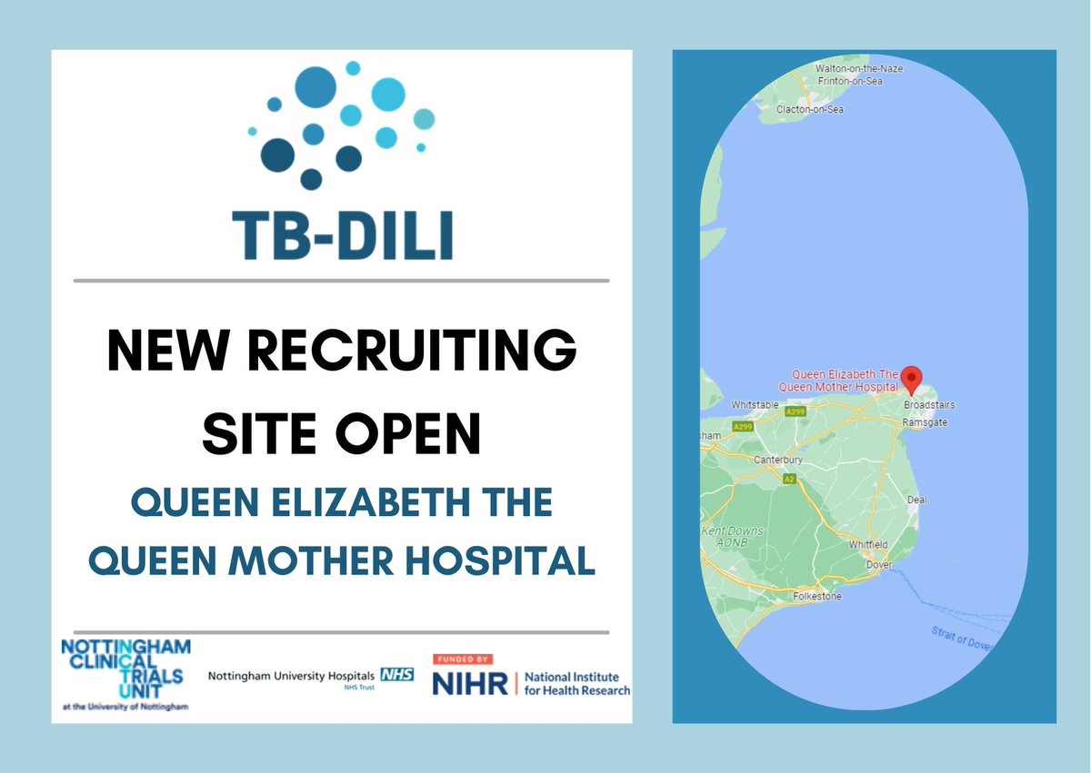 TB-DILI (@tb_dili) on Twitter photo We are happy to introduce three new sites to our study! The first site is Queen Elizabeth The Queen Mother Hospital!  You can find out more about the trial on our website: tb-dili.ac.uk 
#clinicaltrials We are happy to introduce three new sites to our study! The first site is Queen Elizabeth The Queen Mother Hospital!  You can find out more about the trial on our website: tb-dili.ac.uk 
#clinicaltrials