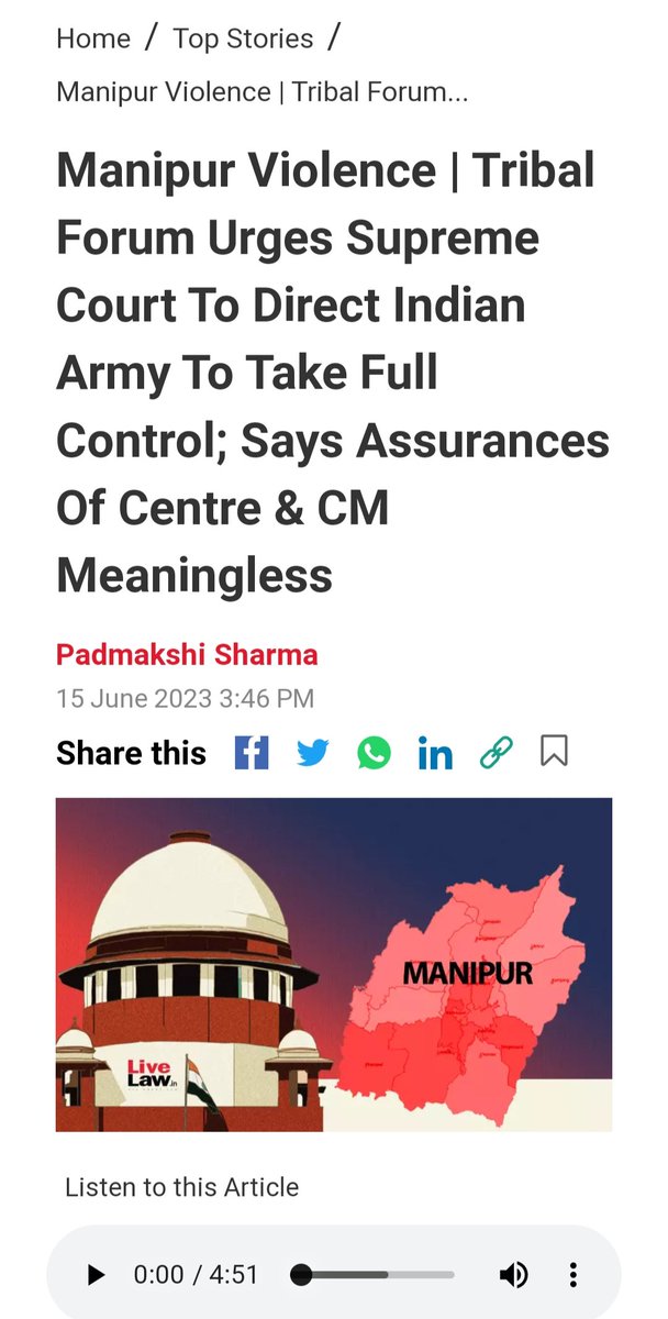 valte_min's tweet image. #ManipurViolence l Tribal Forum Urges Supreme Court To Direct Indian Army To Take Full Control; Says Assurances Of Centre @narendramodi @AmitShah &amp;amp; CM @NBirenSingh Meaningless.

#President_rule ASAP

Full link👇
livelaw.in/top-stories/su…