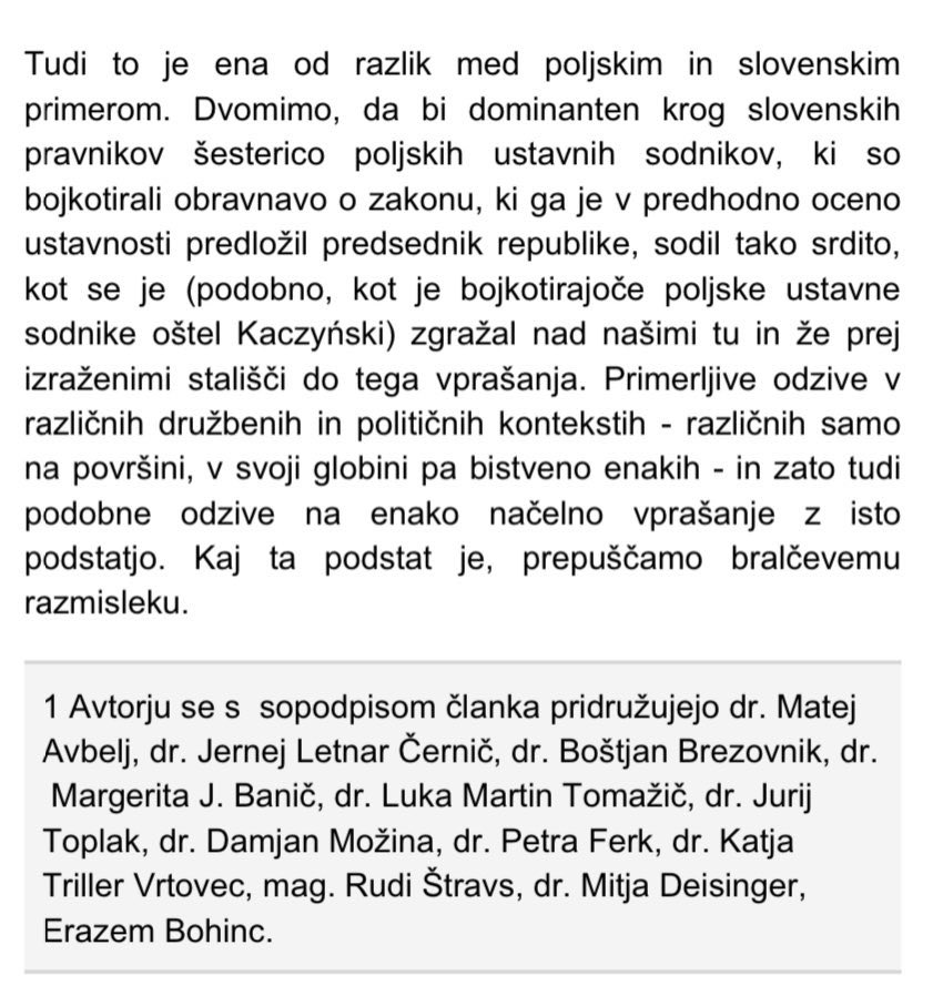 BojanPozar's tweet photo. Danes https://t.co/ZFr6oEP1ou: Ko sodniki obmolknejo. Tekst vrhovnega sodnika Jana Zobca, ki ga je (so)podpisalo še 12 drugih pravnikov … https://t.co/Nv3pmmkKu3