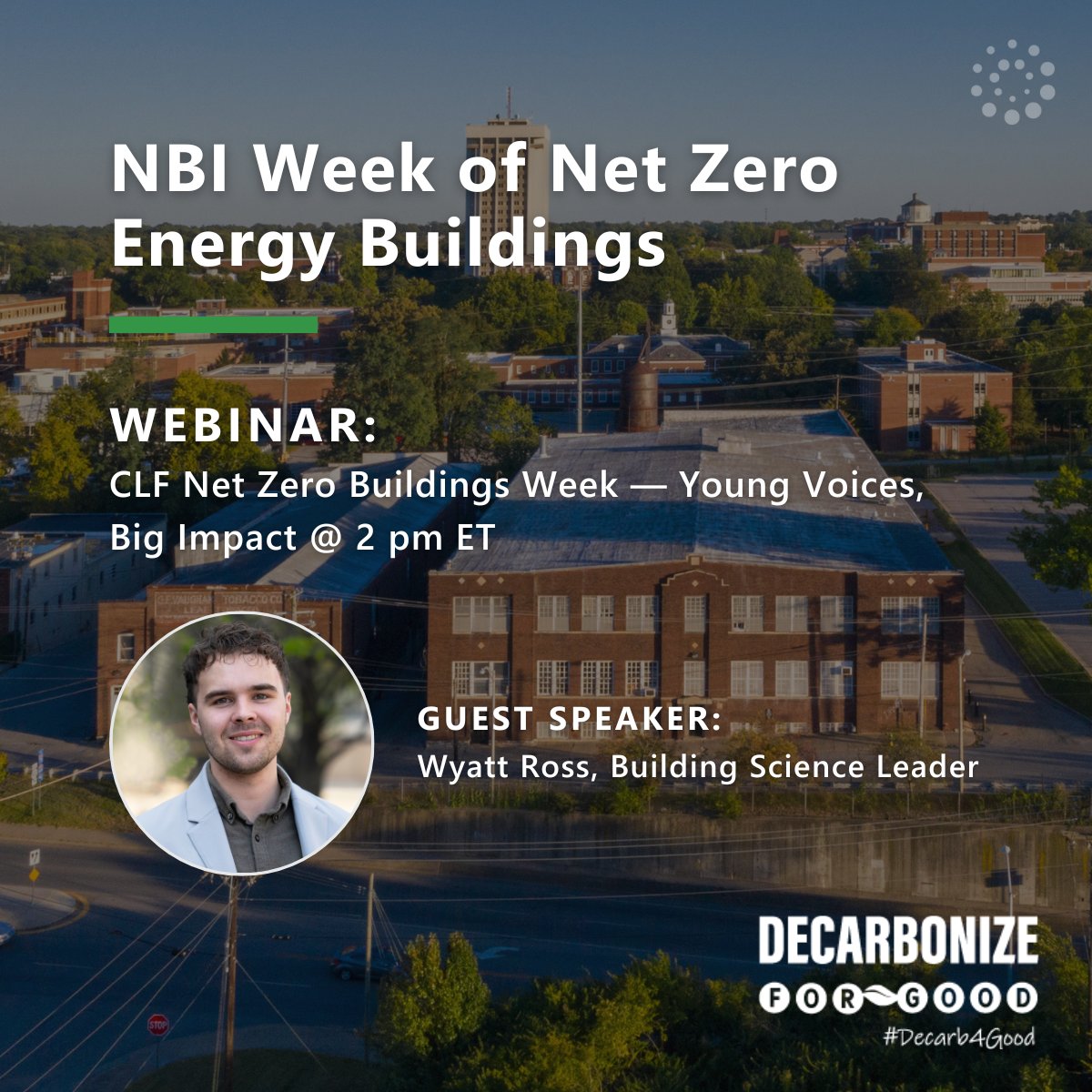 Don’t miss CMTA’s Wyatt Ross speaking during today's #Decarb4Good webinar as part of @NewBldgsInst's #NetZero Buildings Week. At 2pm ET, he will discuss the #EmbodiedCarbon strategy at the @universityofky College of Design’s historical renovation project. bit.ly/43YRRA9