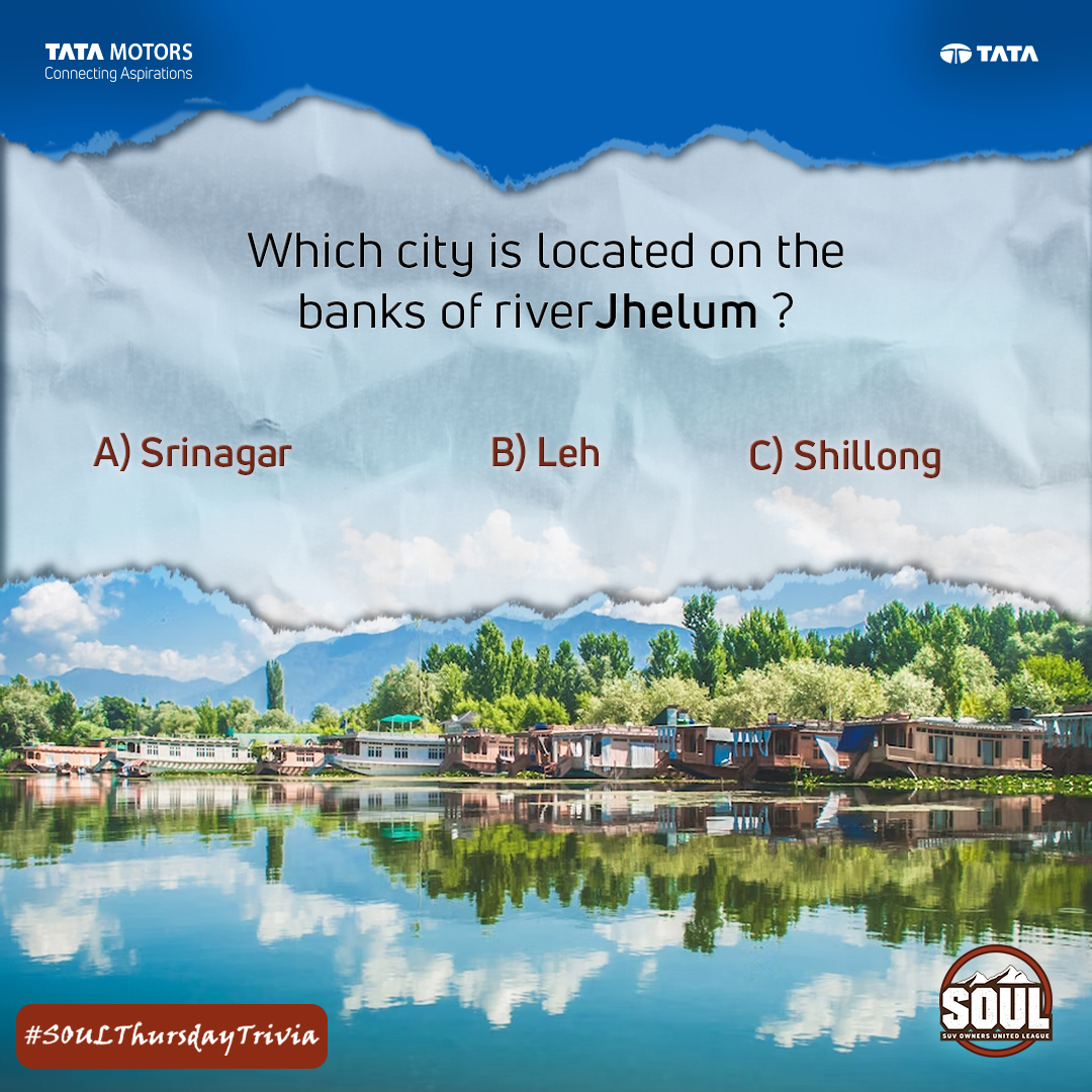 SOUL seekers, time to seek the correct answer! 😎

Comment below with the right answer.

#DriveWithSOUL #ThursdayTrivia #ConnectWithSOUL #TataHarrier #TataSafari #Puzzle #Quiz #TataMotorsPassengerVehicles