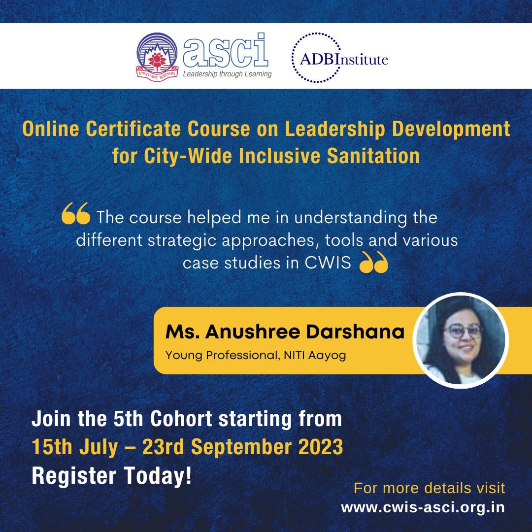 #Alumnispeaks Alumni sharing feedback on the online certification course on #CWIS. It’s a must-attend for all sanitation professionals. Join the course today and unlock endless learning opportunities! @Urban_ASCI @Chary_VSC @susana_org @BMGFIndia @ADBInstitute @NFSSMalliance