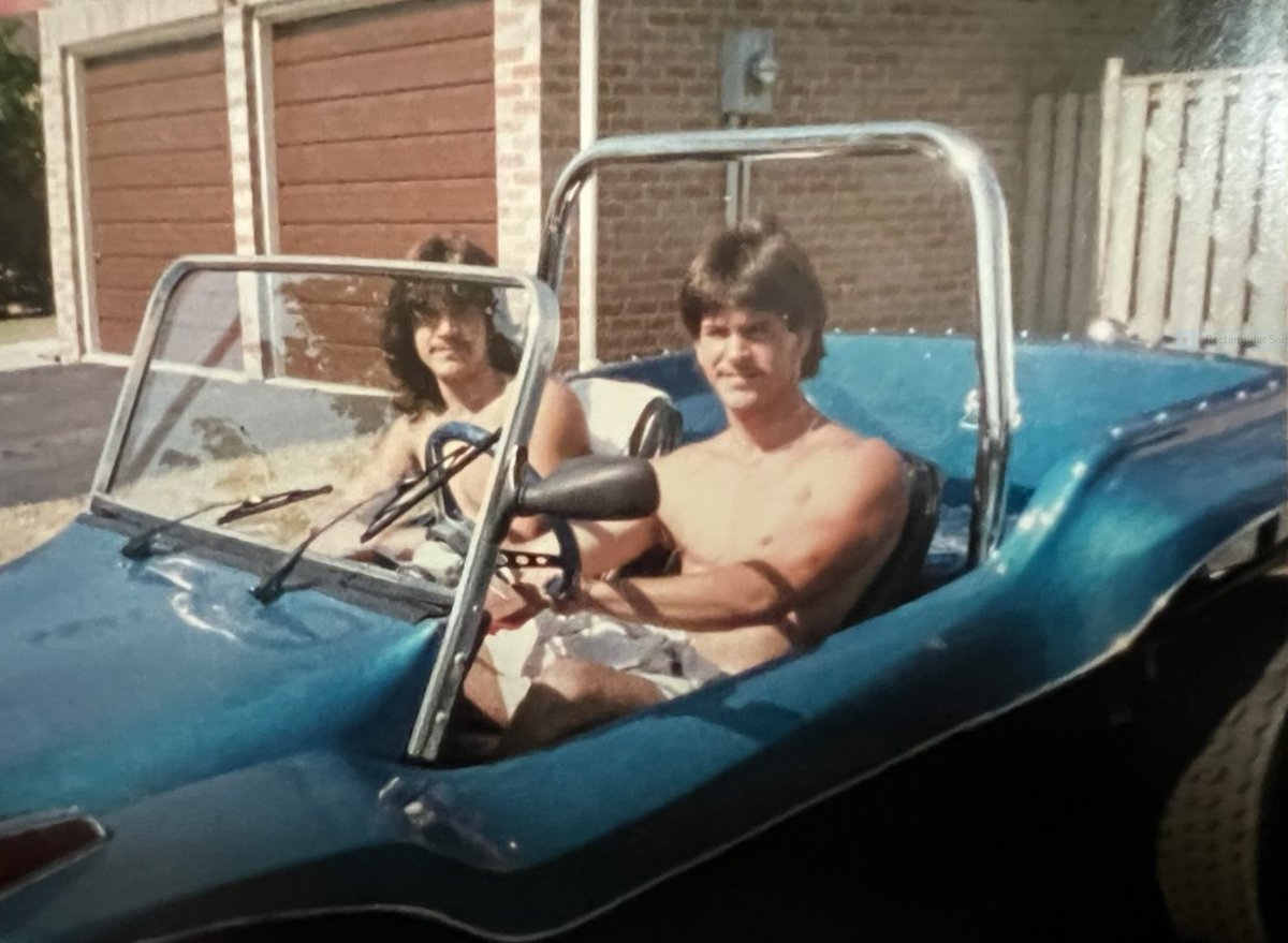 TBT..1988 in my brothers dune buggy 80s rock band hair..lol  Good times!!