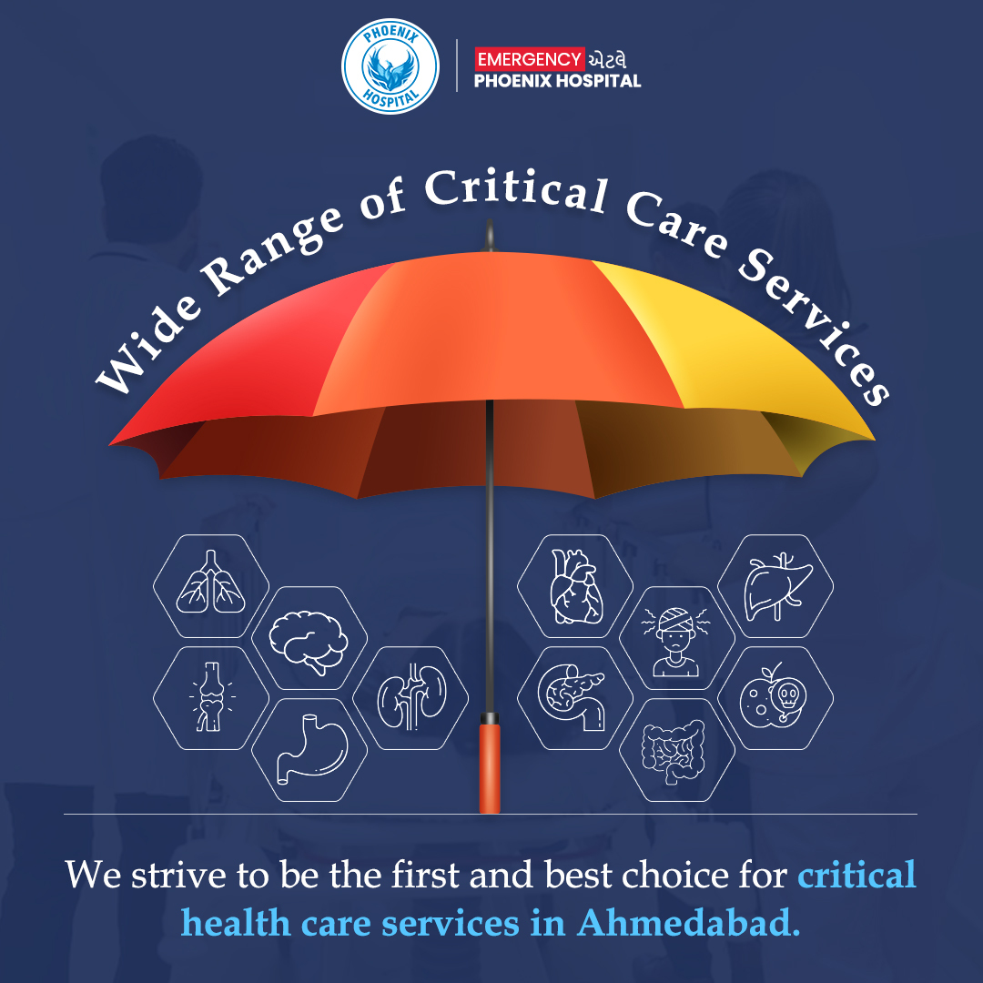 Your trusted partner in critical care: At our hospital, we offer a diverse spectrum of critical healthcare services, ensuring your needs are met with utmost expertise and compassion.

#PhoenixCriticalCareHospital #CriticalCareHospitalAhmedabad #CriticalHealthCare #Ahmedabad