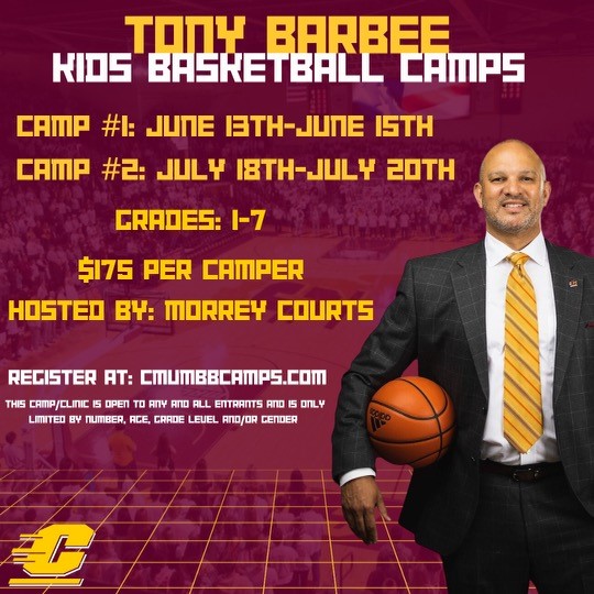 🚨🚨 Tony Barbee Summer Camps are fast approaching and still filling up! Secure your spot today!!🚨🚨

Register at cmumbbcamps.com ‼️

#FireUpChips 🔥⬆️🏀