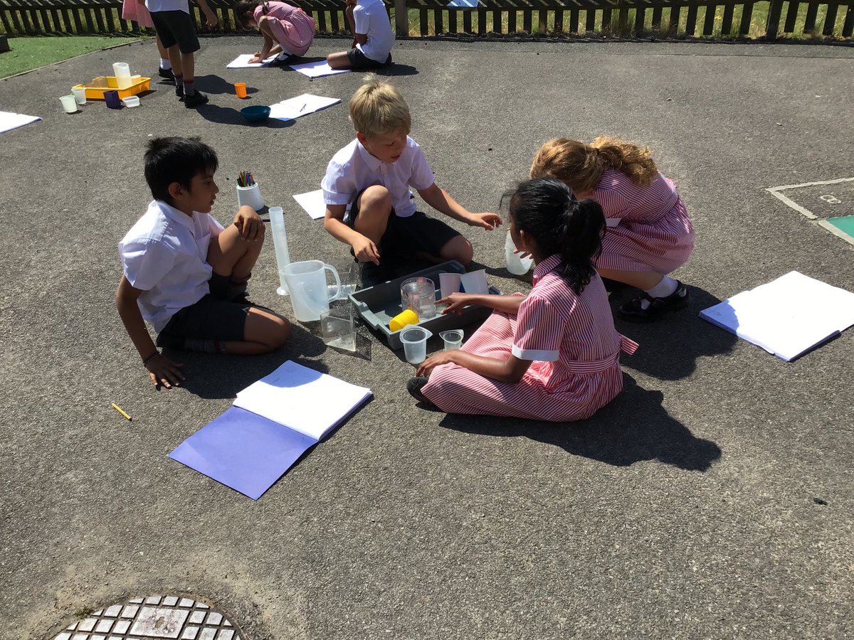 Year 2 have enjoyed predicting and measuring the capacity of different containers today #BGS_Maths #learningoutdoors