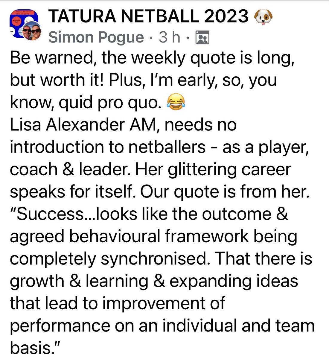 byu.fly (@byuusadewa) on Twitter photo Thank you for the follow <a href="/CoachLisaA/">Lisa Alexander AM</a>. It goes without saying that we’re massive fans. But in your honour, our weekly quote belongs to you (via <a href="/LeadingTeams/">Leading Teams</a>). We aim to build netballers & leaders. Have a great netball weekend.
#bemorebulldog
<a href="/GVLeague/">Goulburn Valley League</a>
<a href="/AFL_GM/">AFL Goulburn Murray</a>
<a href="/SheppNewsSport/">Shepp News Sport</a> Thank you for the follow <a href="/CoachLisaA/">Lisa Alexander AM</a>. It goes without saying that we’re massive fans. But in your honour, our weekly quote belongs to you (via <a href="/LeadingTeams/">Leading Teams</a>). We aim to build netballers & leaders. Have a great netball weekend.
#bemorebulldog
<a href="/GVLeague/">Goulburn Valley League</a>
<a href="/AFL_GM/">AFL Goulburn Murray</a>
<a href="/SheppNewsSport/">Shepp News Sport</a>