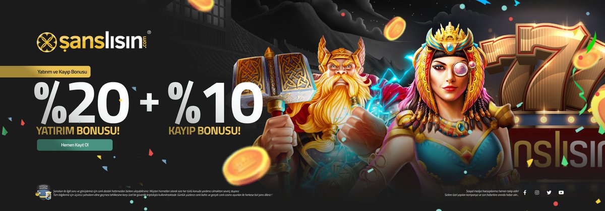 sanslisin360.com ‘da #Şanslısın 
✅İlk yatırıma %100 #ÇEVRİMSİZ!
✅Her yatırıma %25 #ÇEVRİMSİZ!
✅Her kayıba %30 İADE!
✅Her Hafta %100 KOLAY ÇEVRİM! 
✅5 Kayıba 1 #Şansbonusu! 
  #sanslisingiris #slot #casinobonus