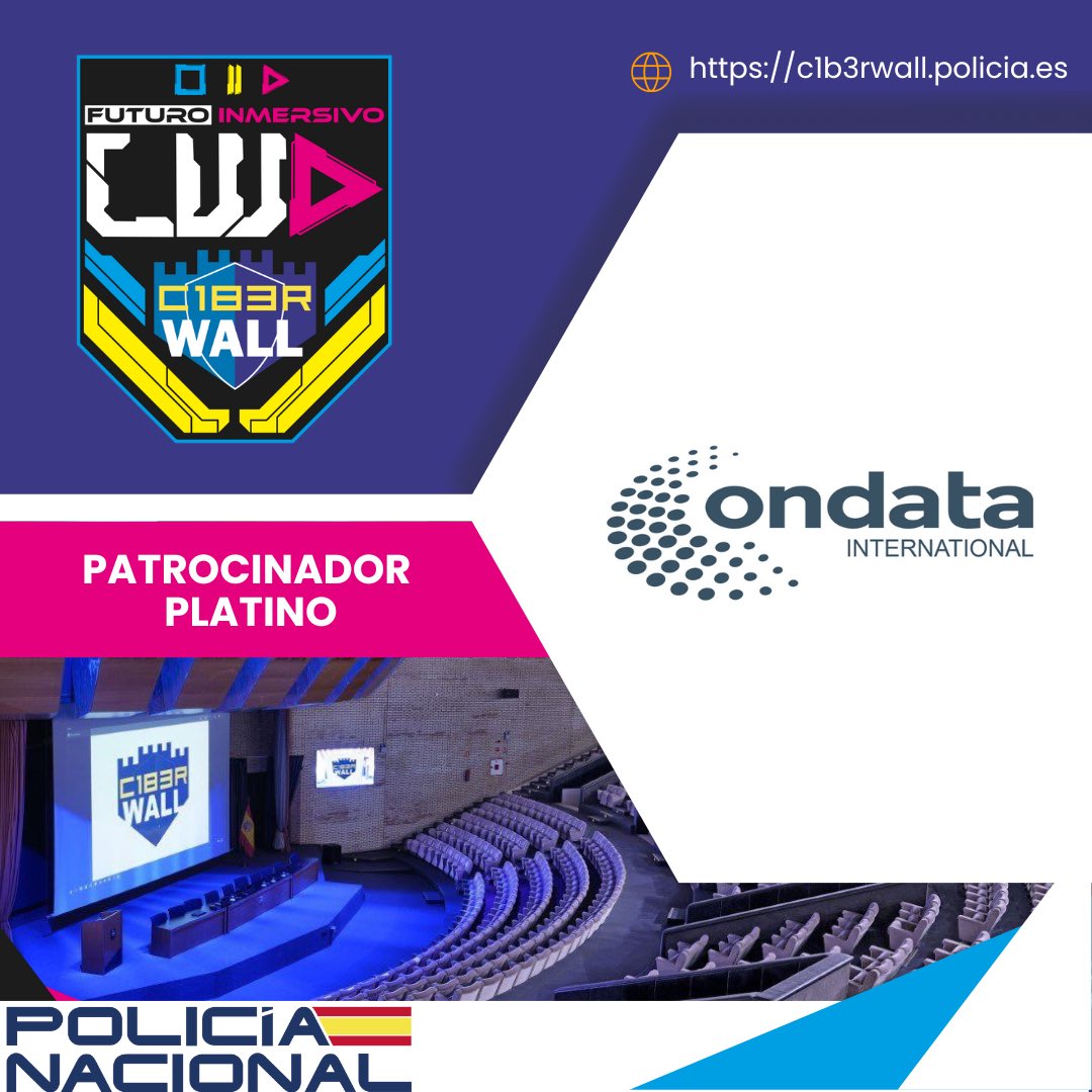 Muchas gracias a nuestro #patrocinador #platino <a href="/OndataInt/">Ondata International</a> por apoyar una nueva edición del congreso #C1b3rWall y por su preocupación y trabajo en beneficio de la seguridad de todos nuestros ciudadanos a través de la #Difusion de la #Cultura de #Ciberseguridad.