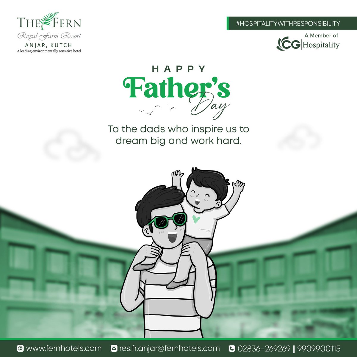 Let's raise a toast to the greatest fathers who effortlessly turn ordinary moments into extraordinary memories.
Cheers to the greatest dads who make every moment count! 

Book now- fernhotels.com/the-fern-royal…

#FernAnjar #HospitalityWithResponsibility #HappyFathersDay