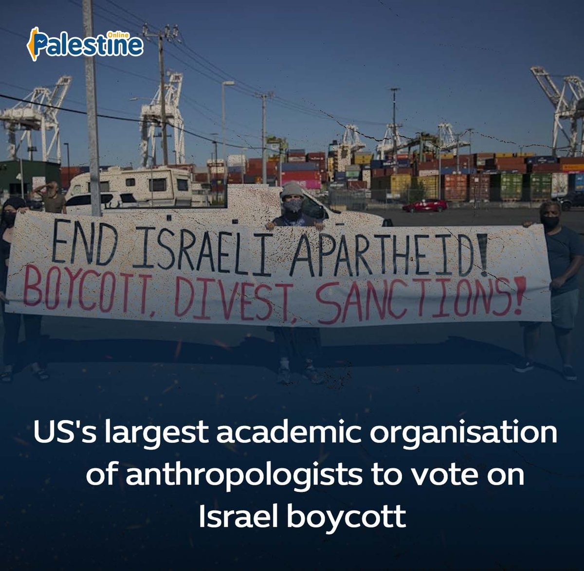 MizzDtoU's tweet photo. Pal Online 🇵🇸
The largest academic organization of anthropologists in the US will vote this week to decide whether or not to adopt a boycott of Israeli academic institutions due to their involvement in the mistreatment of Palestinians.
#EndTheImpunity
#SanctionIsrael https://t.co/Mt5SNT4RWU