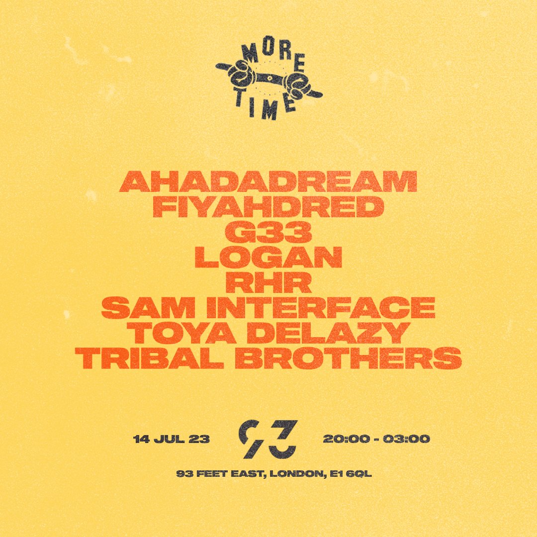 Summertime function in Brick Lane, starting early in the evening in 93 Feet East’s courtyard + then moving inside into the night 🕺🏽

RHR is over from São Paulo making his LDN debut + some very special b2bs lined up 
 
ra.co/events/1725677