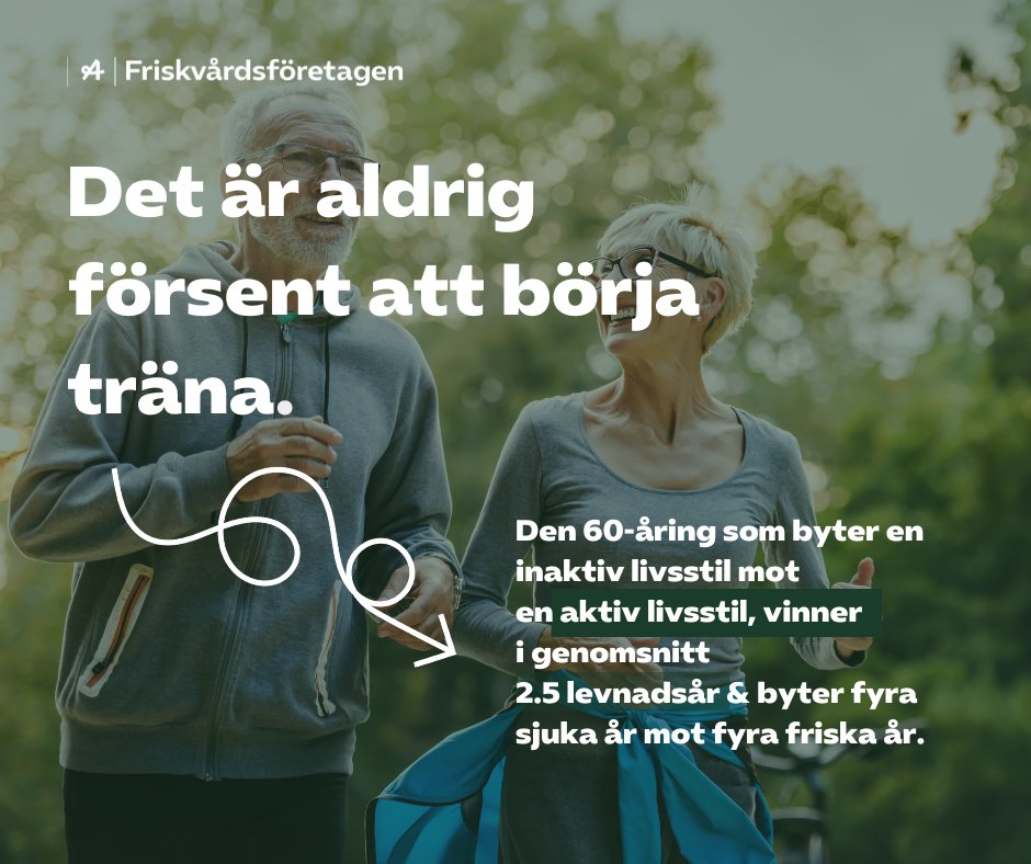Fysisk aktivitet har en riktig påverkan på människors livskvalité! 

Det är aldrig försent att börja träna!