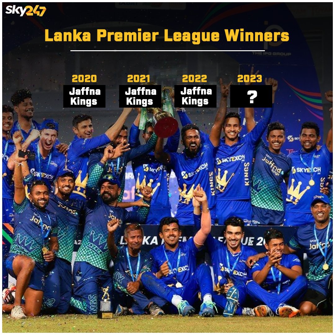 Jaffna Kings have won all three seasons of the Lanka Premier League.

Which team do you think can stop them from getting their hands on the trophy for the fourth consecutive time?

#JaffnaKings #LankaPremierLeague #LPL2023 #T20 #Cricket #Sky247