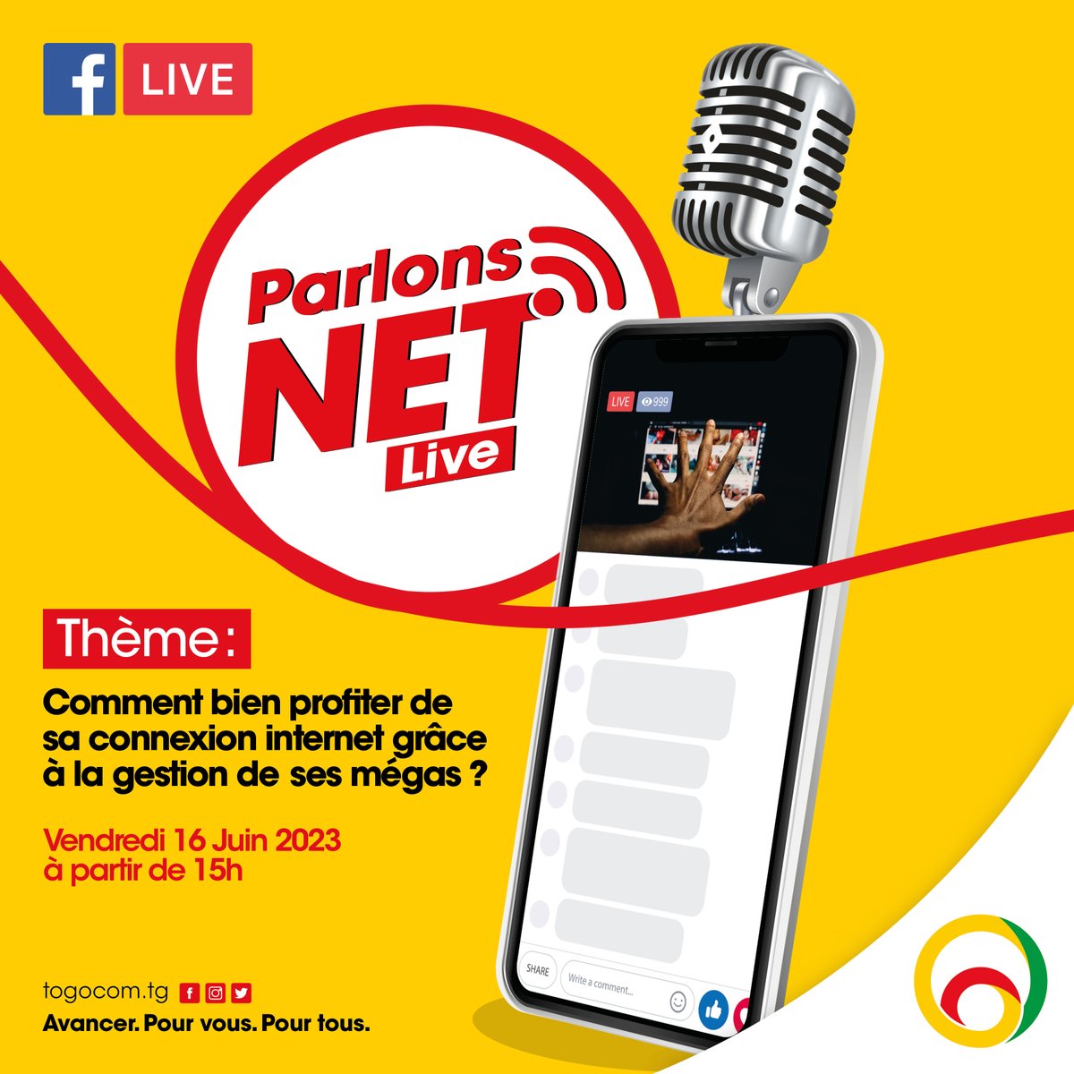 YasTogo's tweet photo. 📢 Rejoins-nous pour un live exclusif sur toutes les plateformes TOGOCOM ! 📱💻🎉
🗓️ vendredi 16 juin 2023
⏰ 15 H 00
#Togocom #OptimisationDat #ForfaitMobile #ConnectivitéMobile #MobileDataUsage https://t.co/uUXKAruvZt