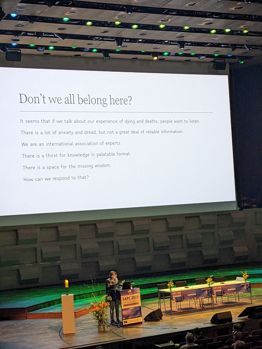 @drkathrynmannix at #EAPC2023 talking about the need to re-learn the understanding about dying and how we all need to be talking about dying and death, it's not just up the palliative care professionals. @AIIHPC @EAPCvzw