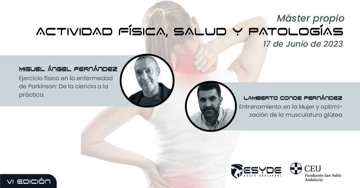 ESYDE_Formacion's tweet photo. ¡Ya queda poco para finalizar las clases de nuestros másteres! Pero... seguimos contando con los mejores profesionales del sector para impartirlas en @CEUAndalucia.
Nos encanta poder contar con todos vosotros❤️
#master #masterpropio #actividadfisica #entrenamiento #fisioterapia https://t.co/JlX4oKzcIN