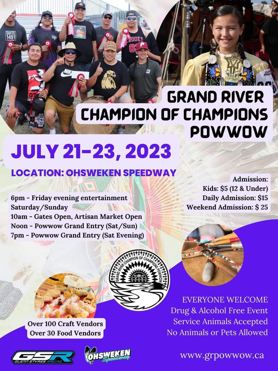 Mark your calendars for the Grand River PowWow July 21-23. Everyone is welcome to attend.