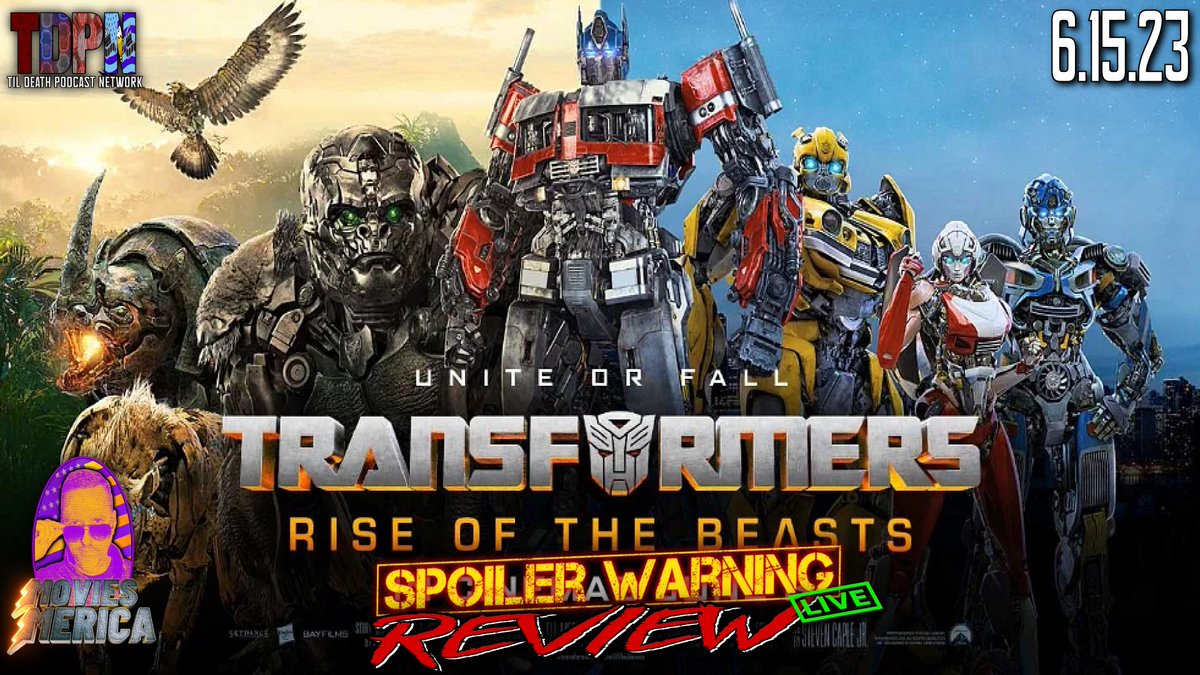 Join us for the #Livestream today @ 7p ET/4p PT!!

Transformers: Rise of the Beasts (2023)🚨SPOILER WARNING🚨Review LIVE | Movies Merica | 6.15.23
#TransformersRiseOfTheBeasts #MovieReview #AnthonyRamos #PeterCullen #PeterDinklage 

Go to @MoviesMerica+follow for the link!!
