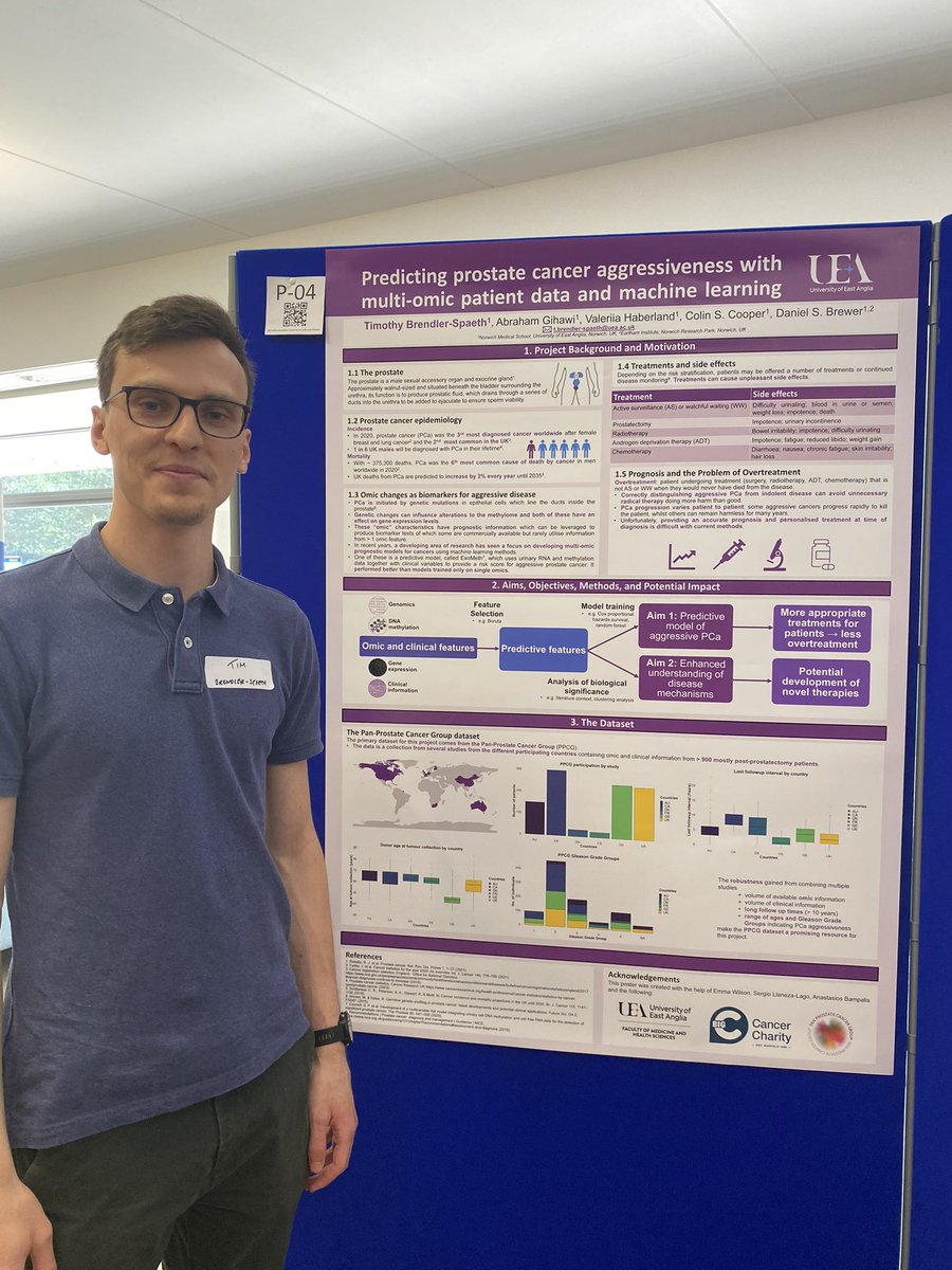 PGR Timothy Brendler-Spaeth from @UeaMed supported by @bigctweets with his poster on #prostatecancer at the at the @UEA_Health @UeaMed @uniofeastanglia Faculty of Medicine and Health Sciences PGR Conference! #PGR #PhD #phdlife #research