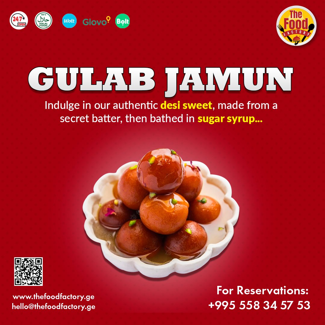 🍽️ Indulge in the heavenly sweetness of Gulab Jamun, straight from the Food Factory! 🌹✨

Book your table: +995 558 34 57 53
Check our menu: thefoodfactory.ge
