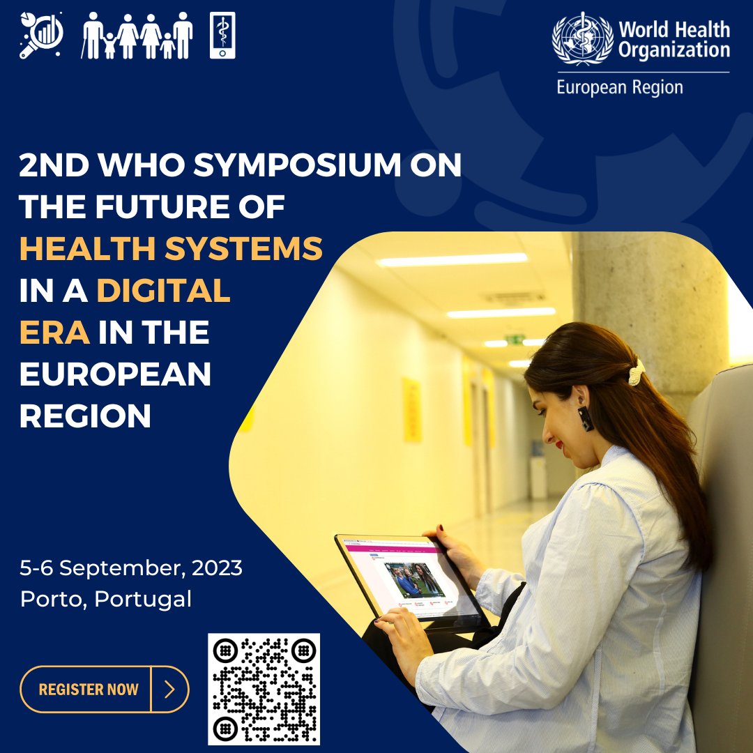 Join us on 5-6 September in Porto 🇵🇹 for the 2nd WHO Symposium on the Future of Digital Health Systems in the European Region to explore the potential of #AI, telehealth, data-driven decision making and much more. Learn more and register: who.int/europe/news-ro…