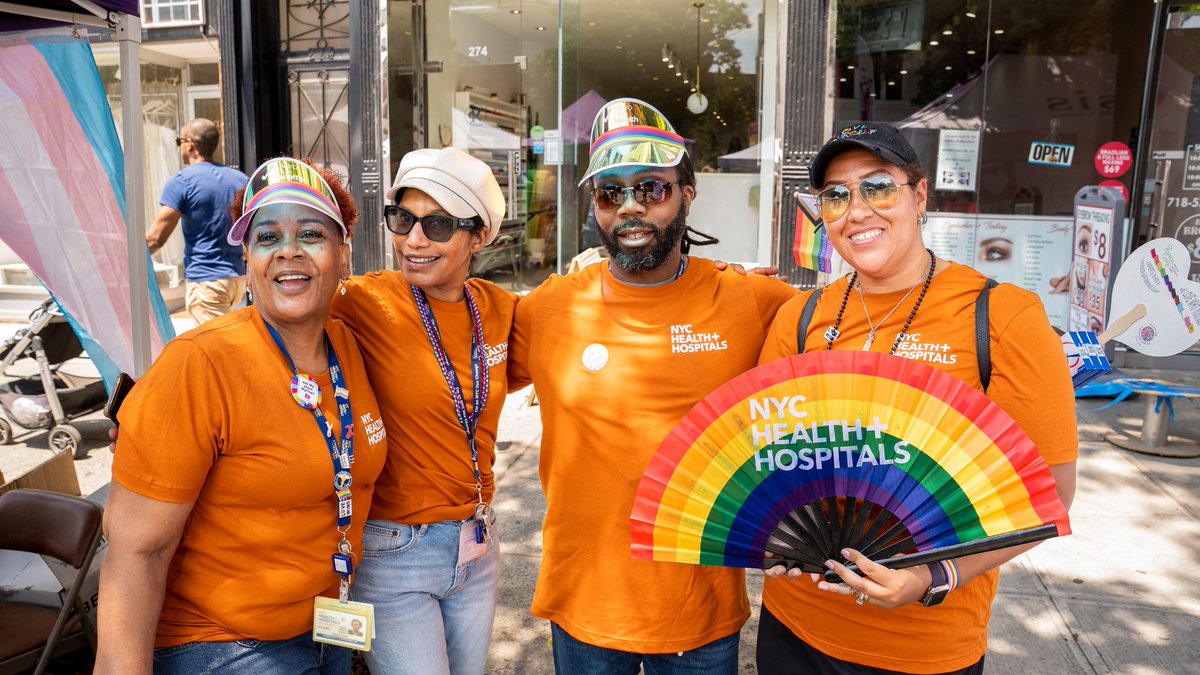 NYCHealthSystem's tweet photo. Our outstanding #HealthCareHeroes from NYC Health + Hospitals/Woodhull #inBrooklyn thoroughly enjoyed the #BrooklynPrideFestival! During #PrideMonth, learn more about the health care services we offer to #LGBTQ + New Yorkers: https://t.co/WbOxxm0cbL https://t.co/XMTgJMsHvs