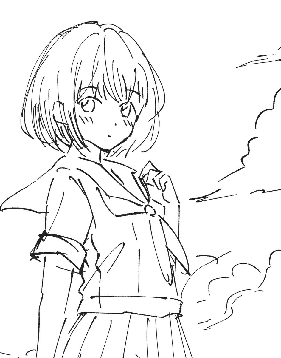 ラフ！夏っぽいイラストをカラーインクで描く予定です✨️ https://t.co/J5e93rko43