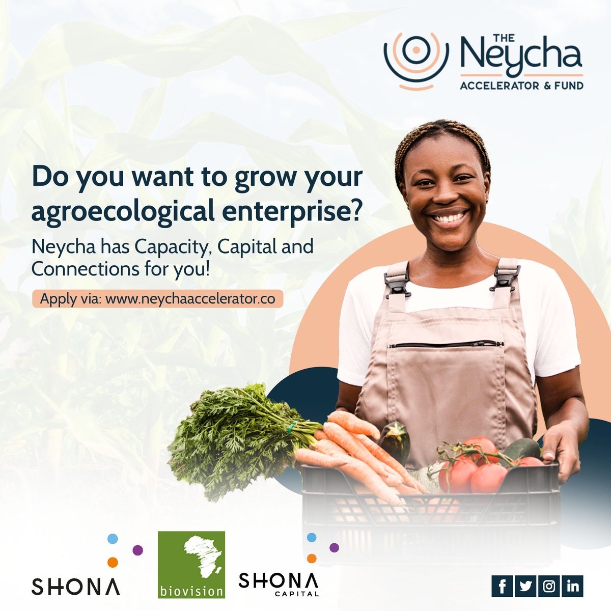 🚀Exciting news! We're launching #NeychaAccelerator &amp;Fund with <a href="/SHONAGroup/">SHONA</a>, a unique blend of capacity building &amp; finance for agroecological enterprises in 🇰🇪+🇺🇬. Offering mentorship, capital + connections, we're aiming to build sustainable #FoodSystems! ➡️neychaaccelerator.co