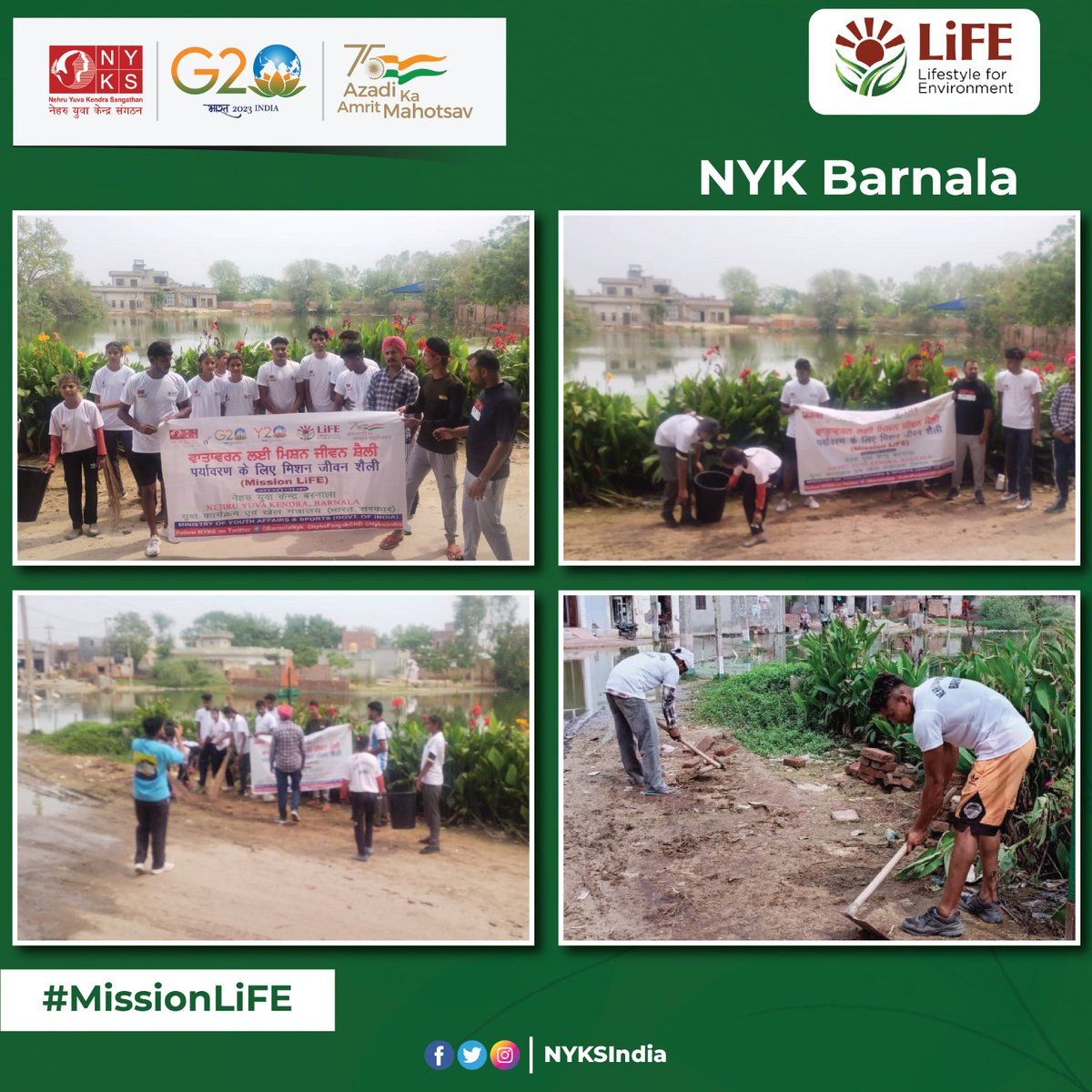 MYBharatHQ's tweet photo. नेहरु युवा केंद्र बरनाला(@BarnalaNyk), पंजाब द्वारा #MissionLiFE कैम्पेन के तहत विविध सफाई गतिविधियों का आयोजन किया गया, जिसमें स्वयंसेवकों द्वारा भाग लिया गया। 

#ChooseLiFE #CleanIndia #Punjab #Youth https://t.co/NdeaBh4Djs
