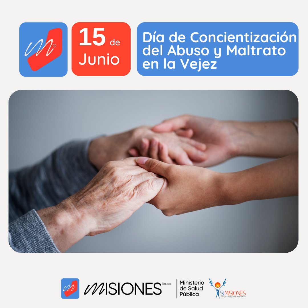 SaludMisiones's tweet photo. Día Mundial de Toma de Conciencia del Abuso y Maltrato a la Vejez

¡Demos la protección y el cuidado que merecen todas las personas en la etapa de la vejez!👩‍🦳❤️🧓
#GobiernoDeMisiones #SiMisiones #HagamosQueLaSaludSigaCreciendo https://t.co/9tpldx8VlO
