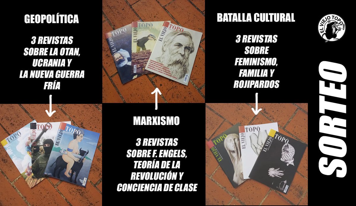 🎁¡SORTEO!🎁

Este año nuestra comunidad ha crecido. Para celebrar los 30.000 seguidores del Topo sorteamos 3 lotes de los mejores números de nuestra revista.

Para participar basta con dar pulgar arriba, retwittear y seguirnos.  Si te interesan la batalla cultural, el