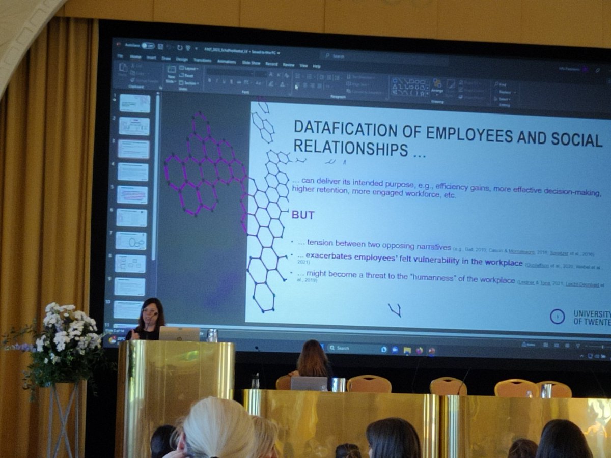 Datafication, technology immersed workplaces and trust @antoinetteprof presenting @fint2023 #fint2023 #trust