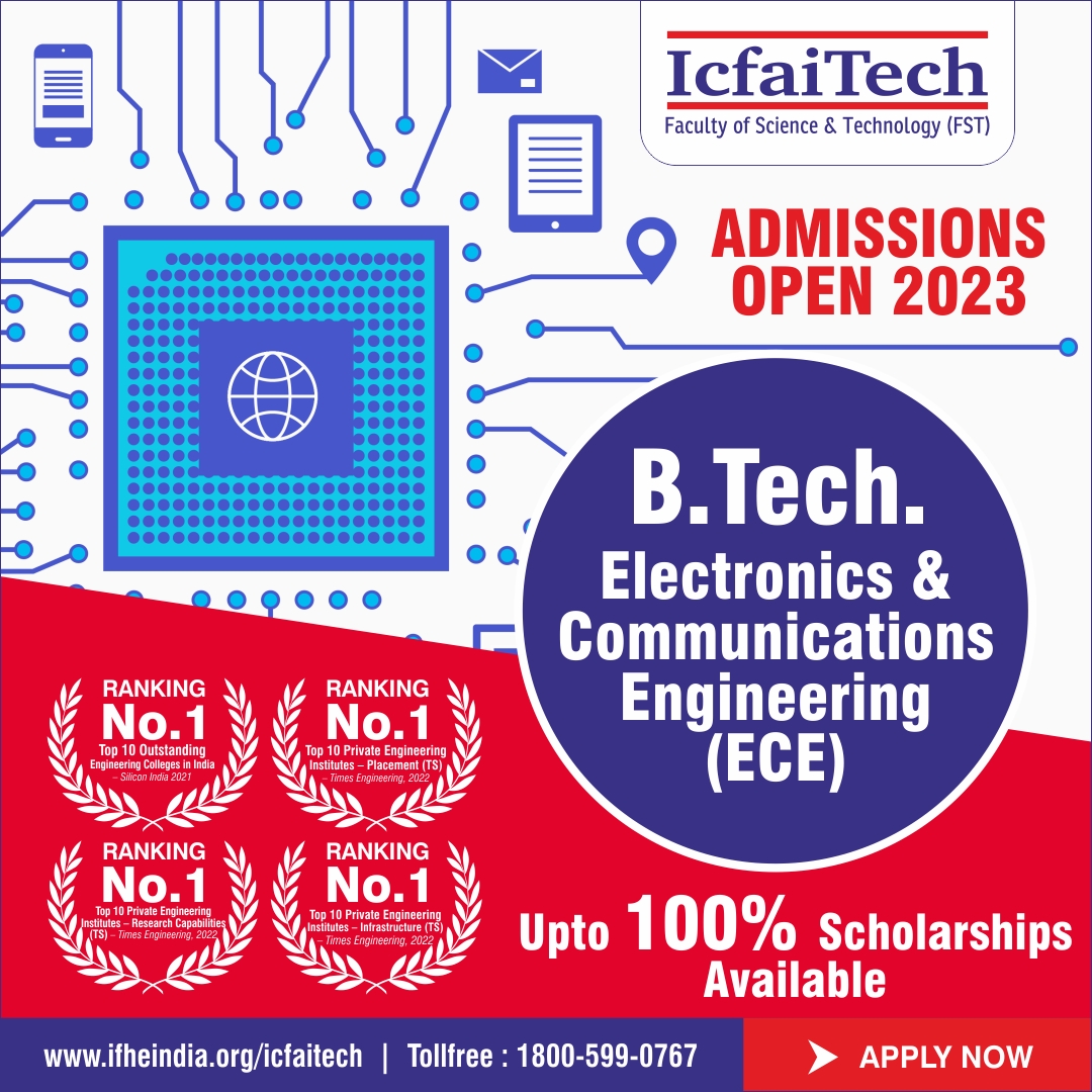 Admissions are open at IcfaiTech, Hyderabad for B.Tech. Electronics & Communications Engineering (ECE) Programs 2023.

Apply now @ bit.ly/43tD7Kp

#AdmissionsOpen #IcfaiTechHyderabad #EngineeringAdmissions #ECEPrograms #EngineeringInstitute #TopRanking