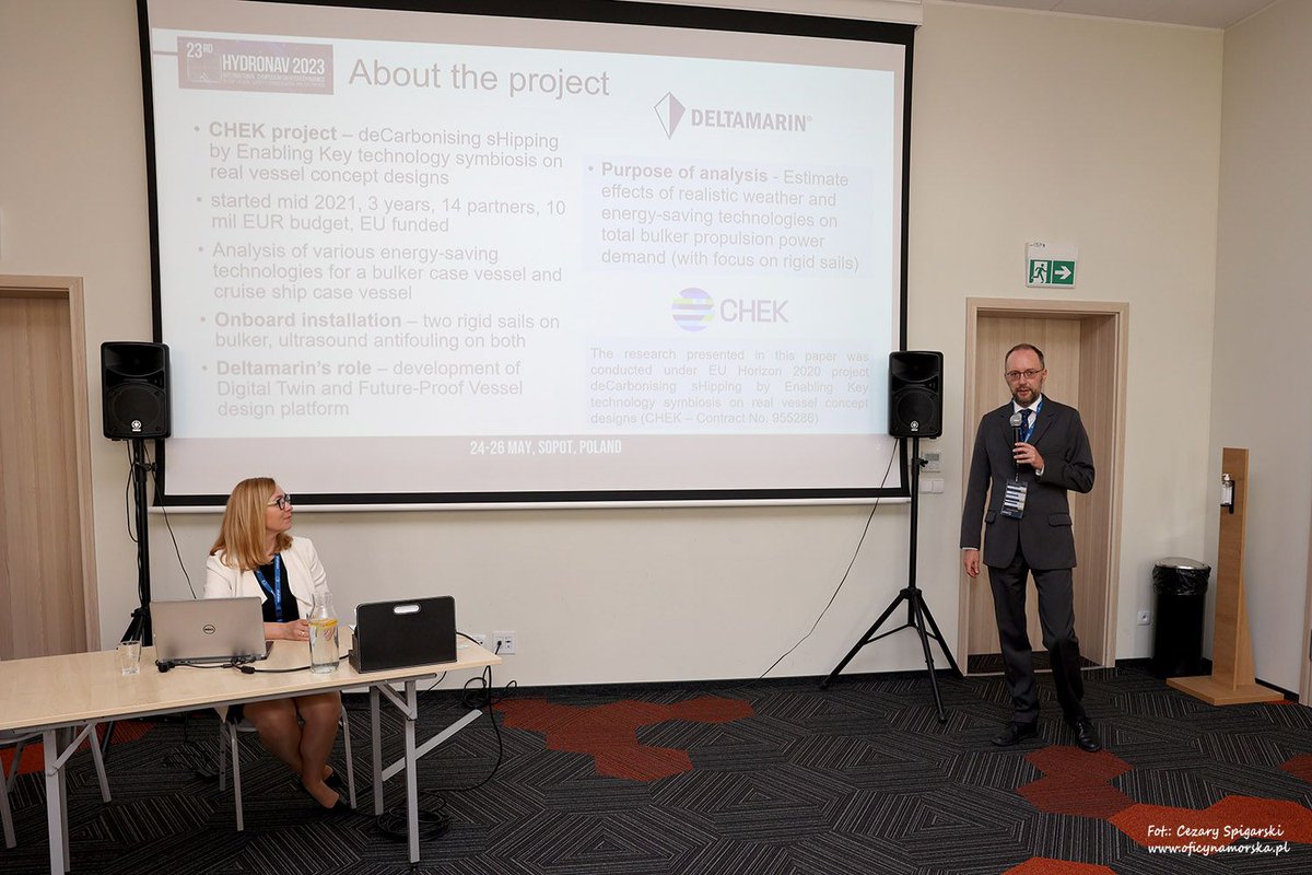 CHEK Project (@chek_project) on Twitter photo CHEK made waves at Hydronav 2023!
Our CHEK partner <a href="/Deltamarin/">Deltamarin Ltd</a> , represented by Grzegorz Mazerski, captivated the audience with intriguing insights into the innovative #CHEK project during the recent conference in Sopot, Poland. CHEK made waves at Hydronav 2023!
Our CHEK partner <a href="/Deltamarin/">Deltamarin Ltd</a> , represented by Grzegorz Mazerski, captivated the audience with intriguing insights into the innovative #CHEK project during the recent conference in Sopot, Poland.