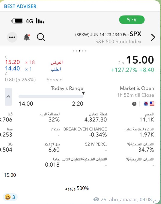 BESTADVISER3's tweet photo. وللفيدرالي نصيب كالعادة ... وجلد فاخر 🔥
والحمدلله على توفيقه 🌹

سعر الدخول 2.40
والعقد يحقق الاعلى 15.00 بنسبة 500%😍

#QQQ #SPX #TSLA #الأسهم_الأمريكية #الاوبشن #سباكس #السوق_الامريكي #التحليل_الفني #spy #SPX500 #AAPL #META https://t.co/9yheQlA1kQ