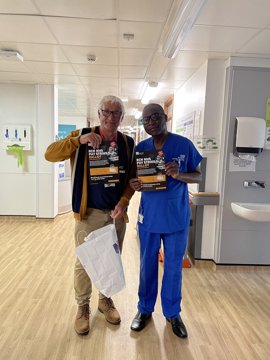 Ade and Adrian getting the vote out at West Heath Hospital @RCNWestMids @olgalwalters