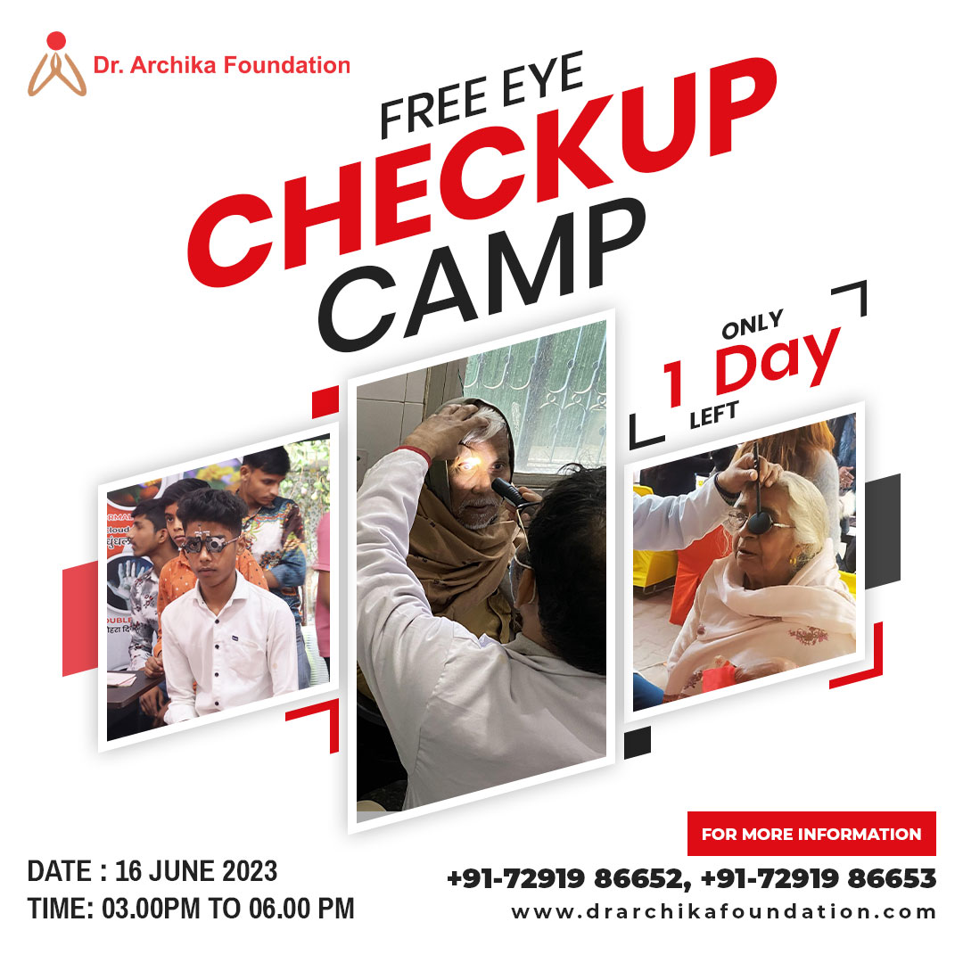 Dr. Archika Foundation is organising another free eye check-up and medicine distribution camp, in collaboration with Matrix Credit Risk Control Pvt. Ltd., in Mayapuri on 16th June 2023 from 3 P.M. to 6 P.M. 
.
#drarchikafoundation  #drarchikadidi #ngo #eyeCamp #eyecare