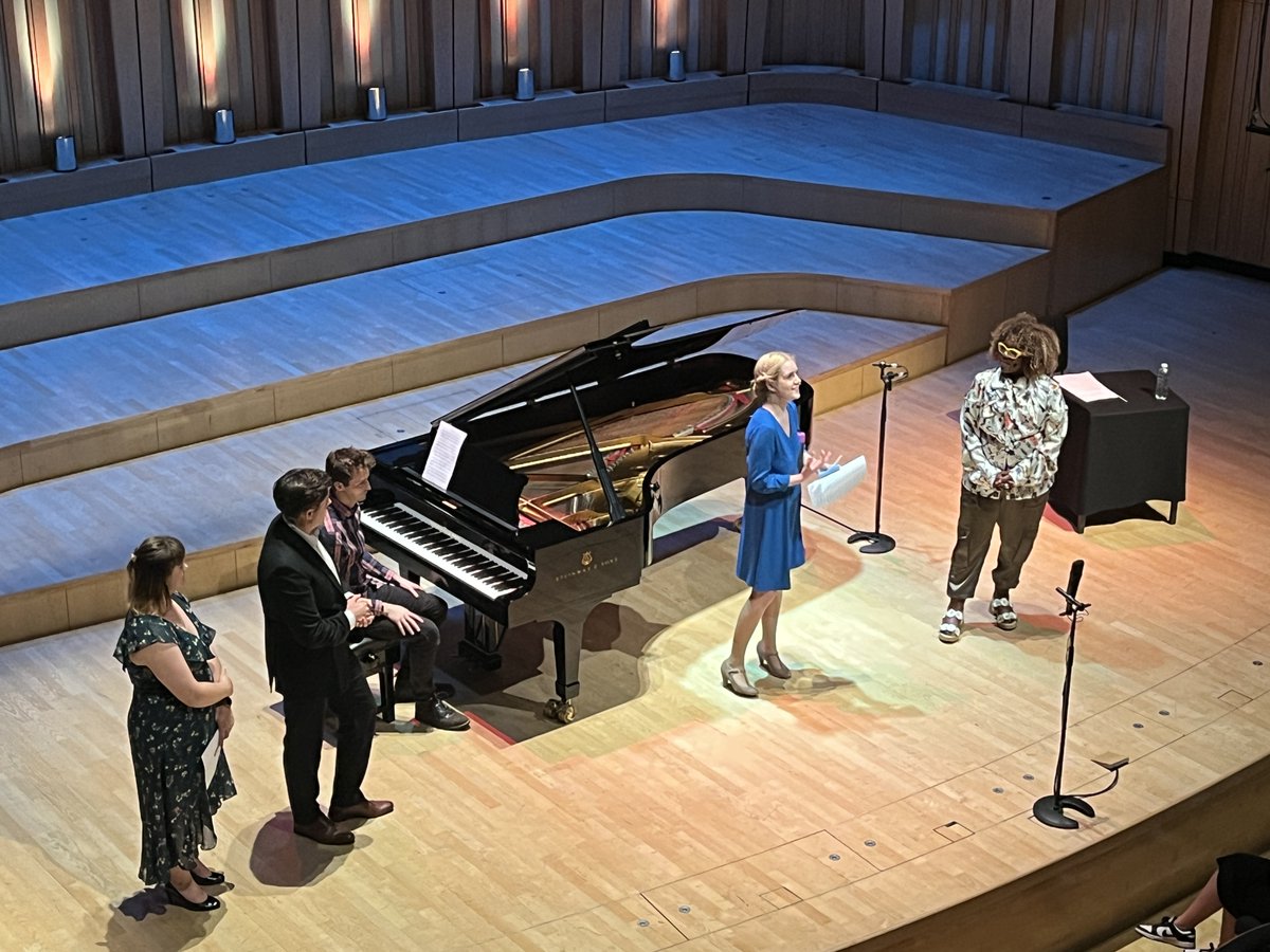 RWCMD's tweet photo. Errollyn is in the building! Welcome back to our Artist in Residence, @ErrollynWallen ✨
As part of the @cardiffsinger fringe events, Errollyn's unique composition masterclass was a chance to see how a 'composer composes' helping #RWCMDComposition students develop their work. https://t.co/F29gvKS4zP