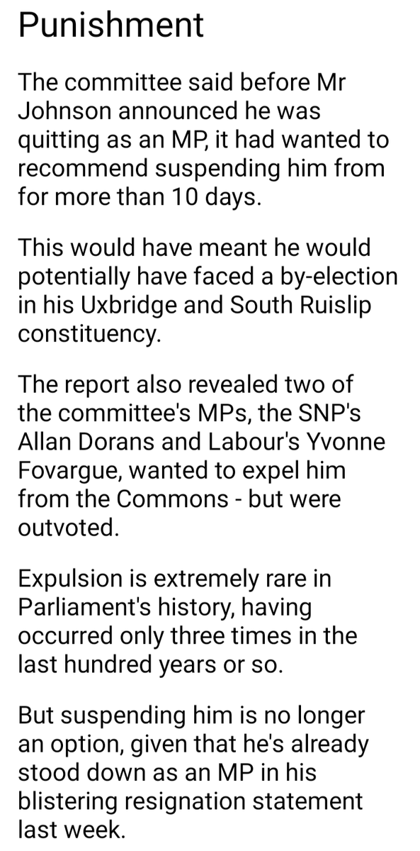 If a police officer lies to a court of law they go to prison for contempt of court.

The Prime Minister lies to Parliament the governing body who set new and law changes for us all and he receives no punishment, because he resigned after receiving an early copy of the report OMG