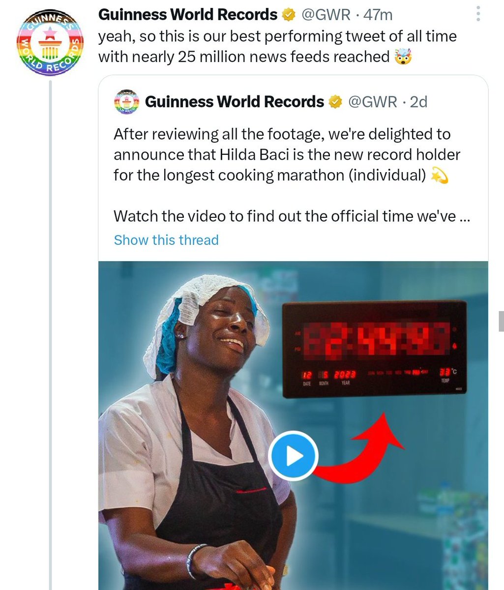 Hilda baci brakes another record. This time no cooking!

#hilda #100hrs #hildabacicookathon #hildabaci #GuinnessWorldRecord #Guinessbookofrecord #nigeria #usa #recod #100hrs #r4today #Netflix #naija