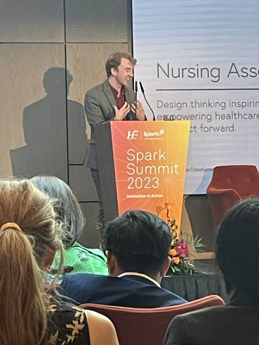 Alan MacFarlane from @MaterTransform telling us about their StrokeLINK and Nursing Assessment Document projects which used a design approach to make impacts for both patients and staff #SparkSummit23