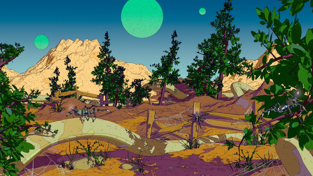 Think I'm done with this one. Removed and added some spiders to help the composition and posed them in amore menacing way. 🕸️🕷️🕸️🕷️🕸️🕷️🕸️

#b3d #bnpr #Blender3d #cinema4d #arnoldrender