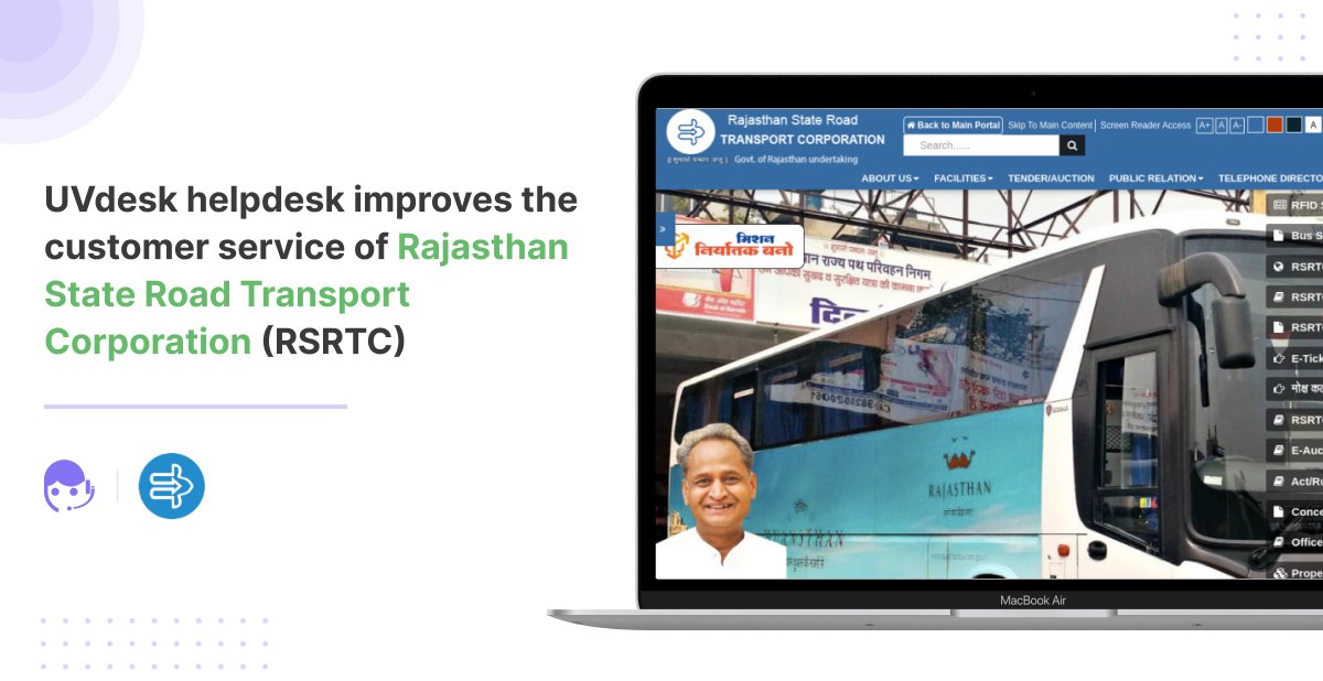 uvdesk's tweet photo. UVdesk showcase

The implementation of UVdesk helpdesk portal enables the Rajasthan State Road Transport Corporation to deliver an exceptional customer service experience.

http://180.92.171.70/uvdesk/public/en/

#UVdesk #Helpdesk #Customersupport https://t.co/45YERMppRl